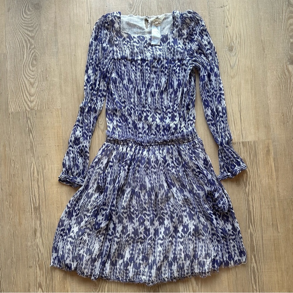 Etoile Isabel Marant sz 1 small Blue Patterned Womens Dress 100% silk boho flowy